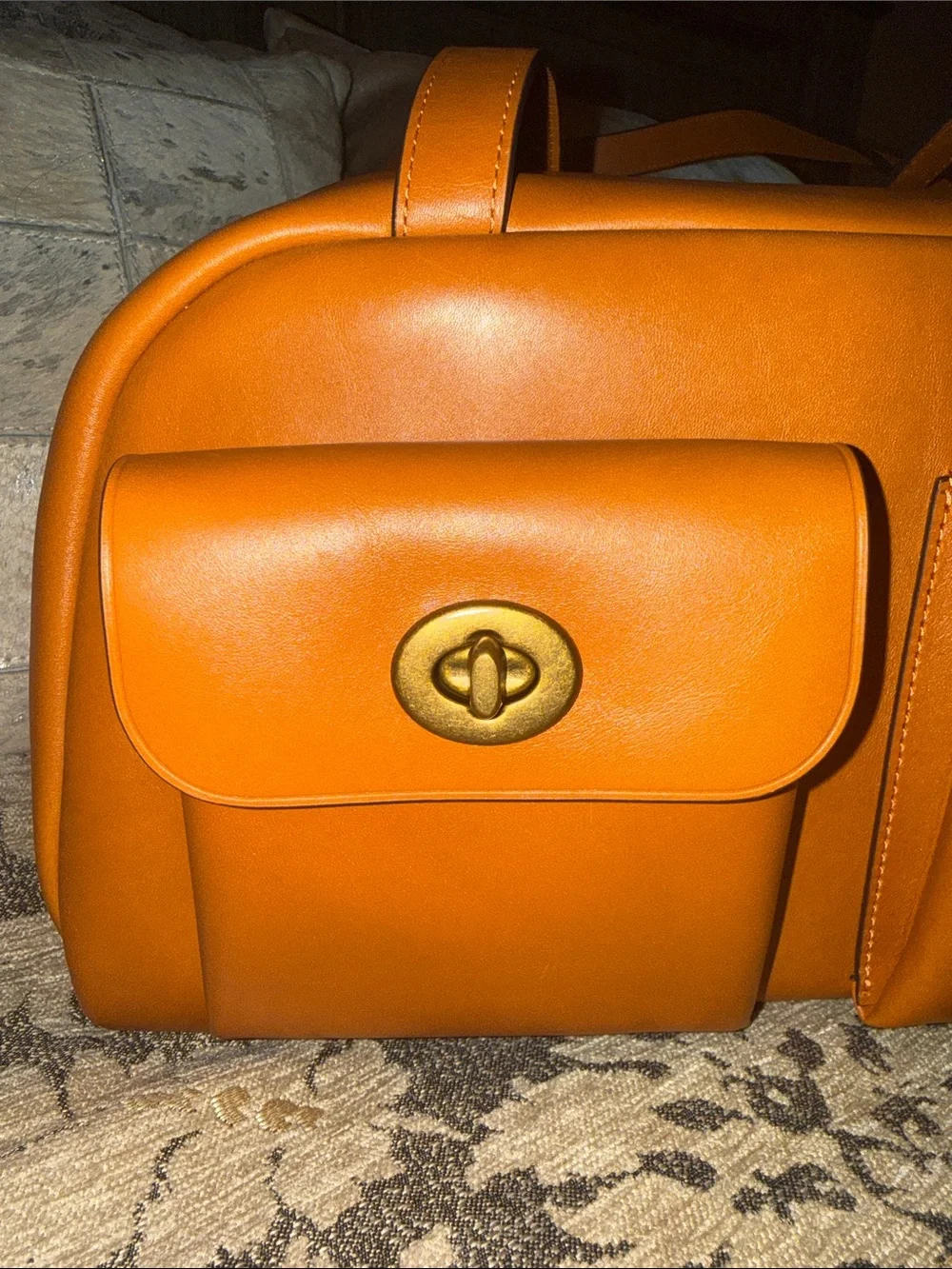 Coach Toffee leather Double-Pocket Satchel